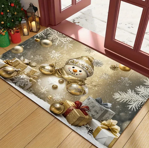 Festive snowman Christmas entrance doormat