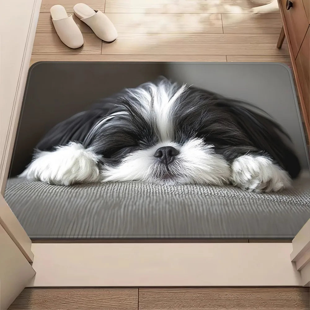 VIKAMA Shih Tzu Doormat Washable Pet Rug Bedroom Living Room Entryway Decor