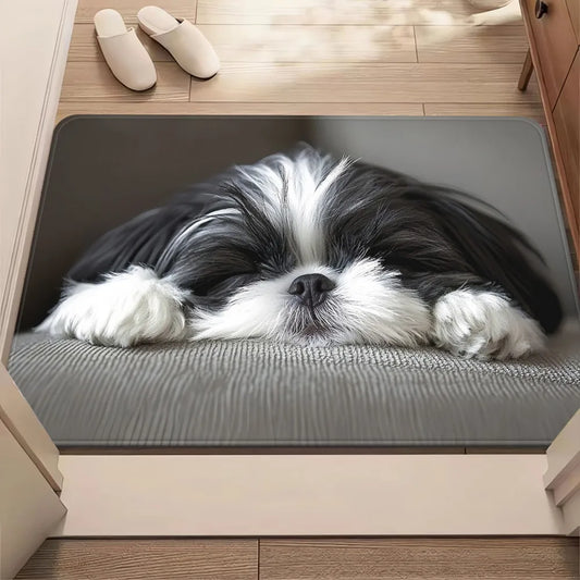 VIKAMA Shih Tzu Doormat Washable Pet Rug Bedroom Living Room Entryway Decor