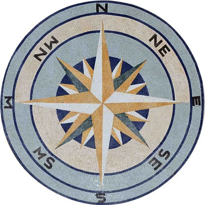 Compass Round Medallion Non-Slip Area Rug