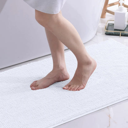 Olanly Chenille Bath Mat Super Soft Non-Slip Absorbent Bathroom Rug