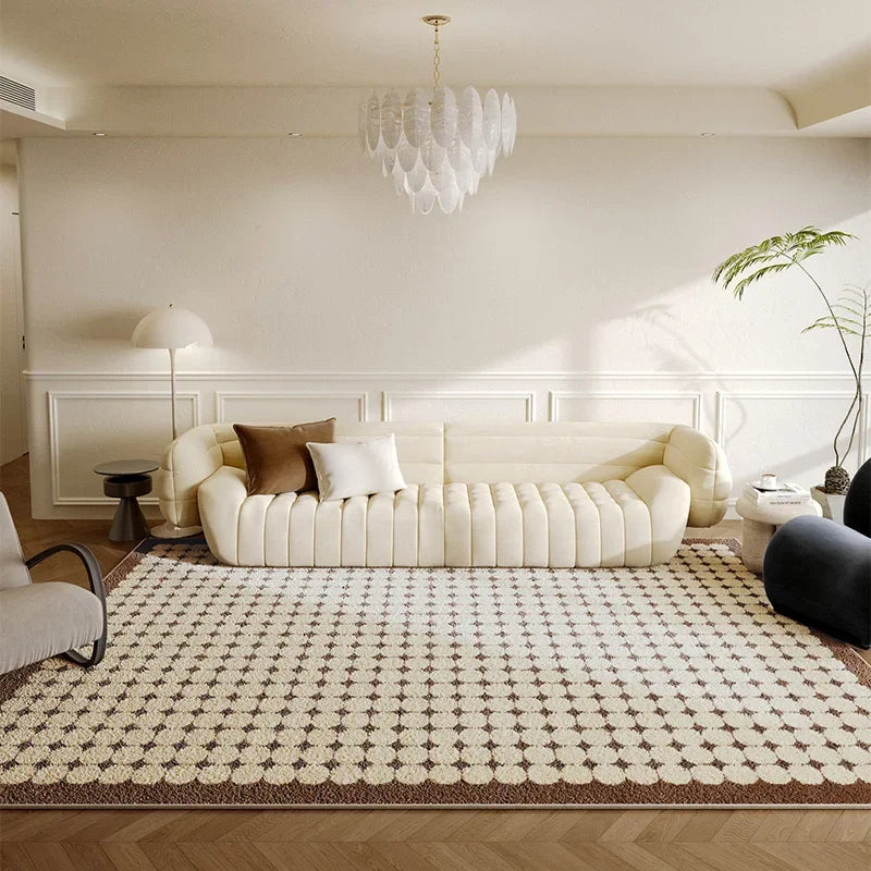 VIKAMA Cream Checkerboard Luxury Carpet