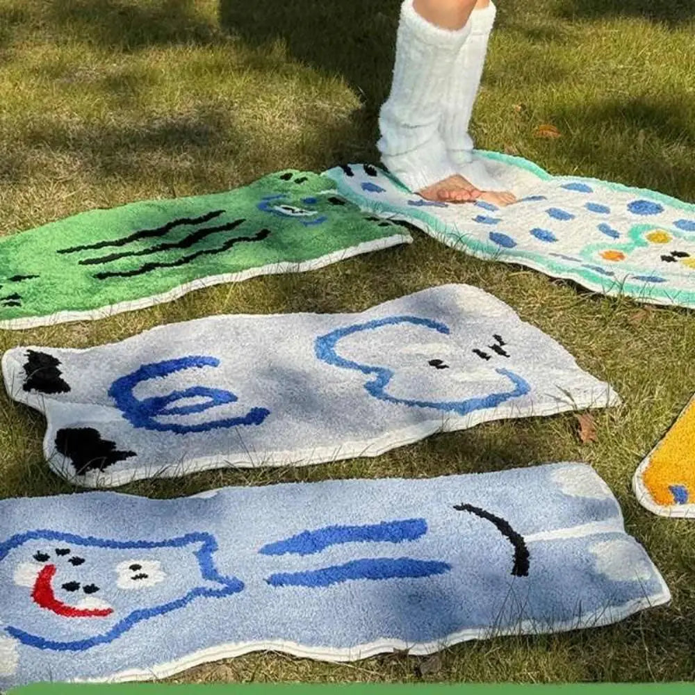 VIKAMA Cartoon Animal Faux Cashmere Rug Soft Bedroom Bedside Carpet Home Decor