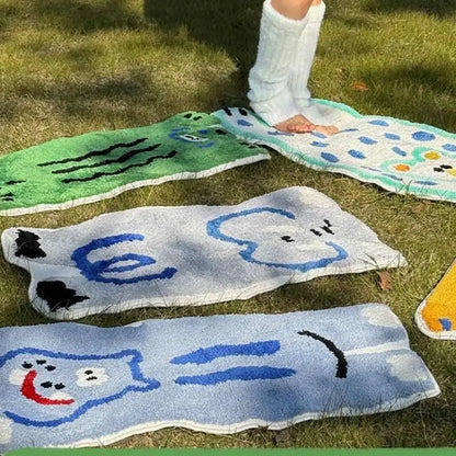 VIKAMA Cartoon Animal Faux Cashmere Rug Soft Bedroom Bedside Carpet Home Decor