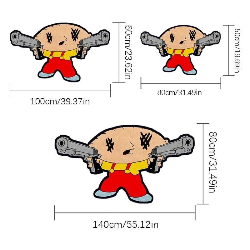 VIKAMA Cartoon Character Rug Soft Warm Non-Slip Bathroom Entryway Floor Mat Bedroom Bedside Cushion Home Decor