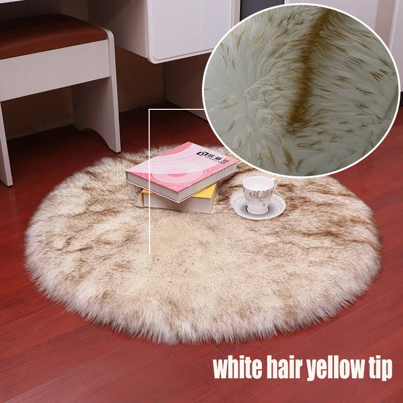 Round Faux Sheepskin Fluffy Area Rug