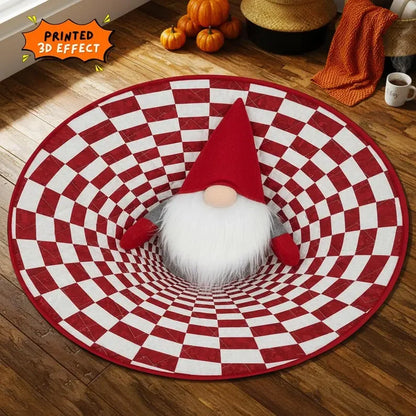 Gnome Christmas round Santa decorative door mat festive holiday rug