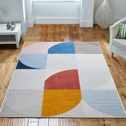 VIKAMA Geometric Style Non-Slip Living Room Area Rug