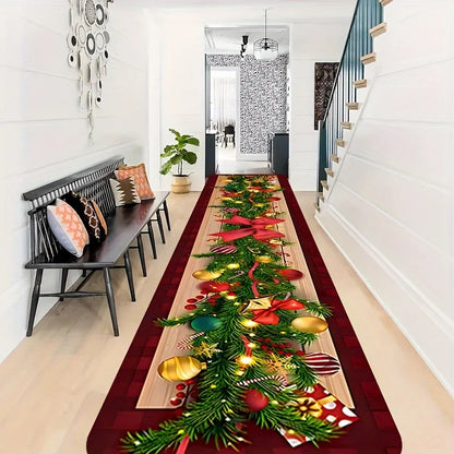 Festive snowflake Christmas runner rug for hallway and home decor