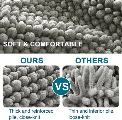 Super Plush Microfiber Anti-Skid Bathroom Carpet Absorbent Machine Washable Chenille Bath Mat Quick Drying Floor Mat