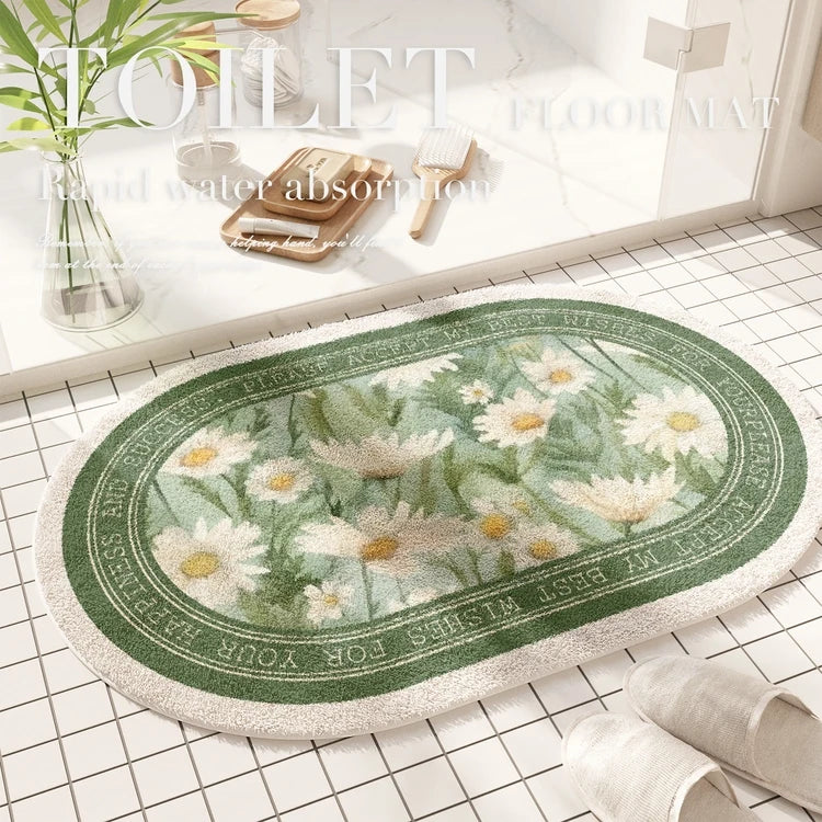 Fresh American Floral Bathroom Absorbent Non-Slip Door Floor Mat