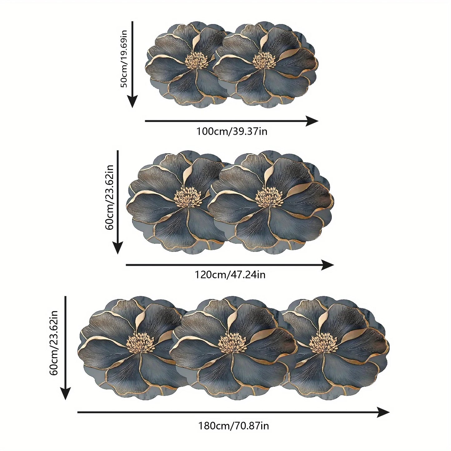 VIKAMA Grey Floral Absorbent Silica Doormat