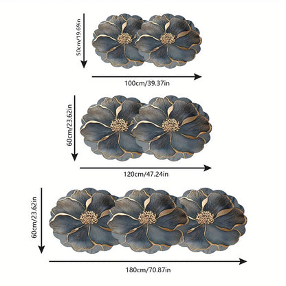 VIKAMA Grey Floral Absorbent Silica Doormat