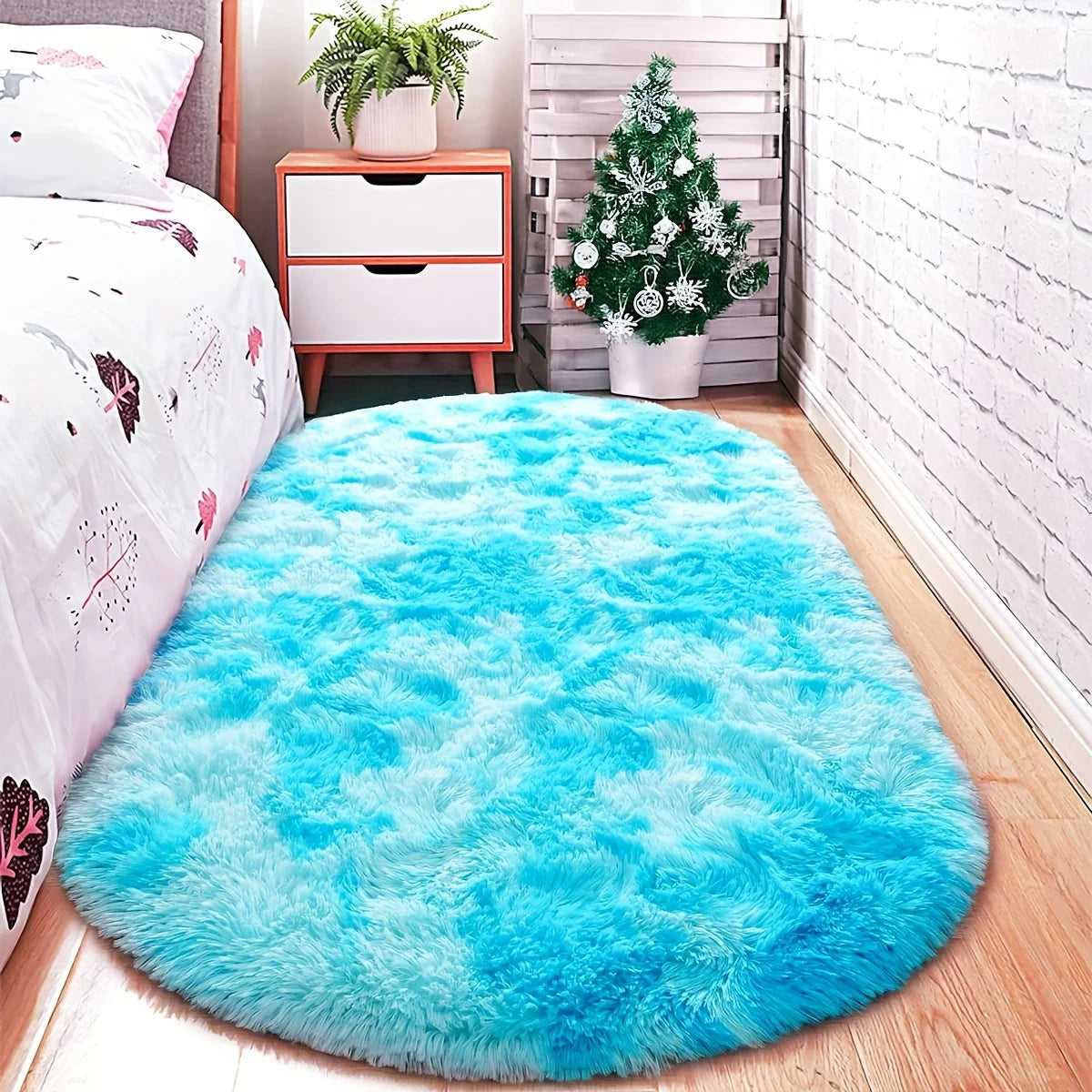 VIKAMA Grey Dense Silk Carpet Long Hair Soft Rug Winter Warm Bedroom Bedside Living Room Sofa Floor Mat Home Decor