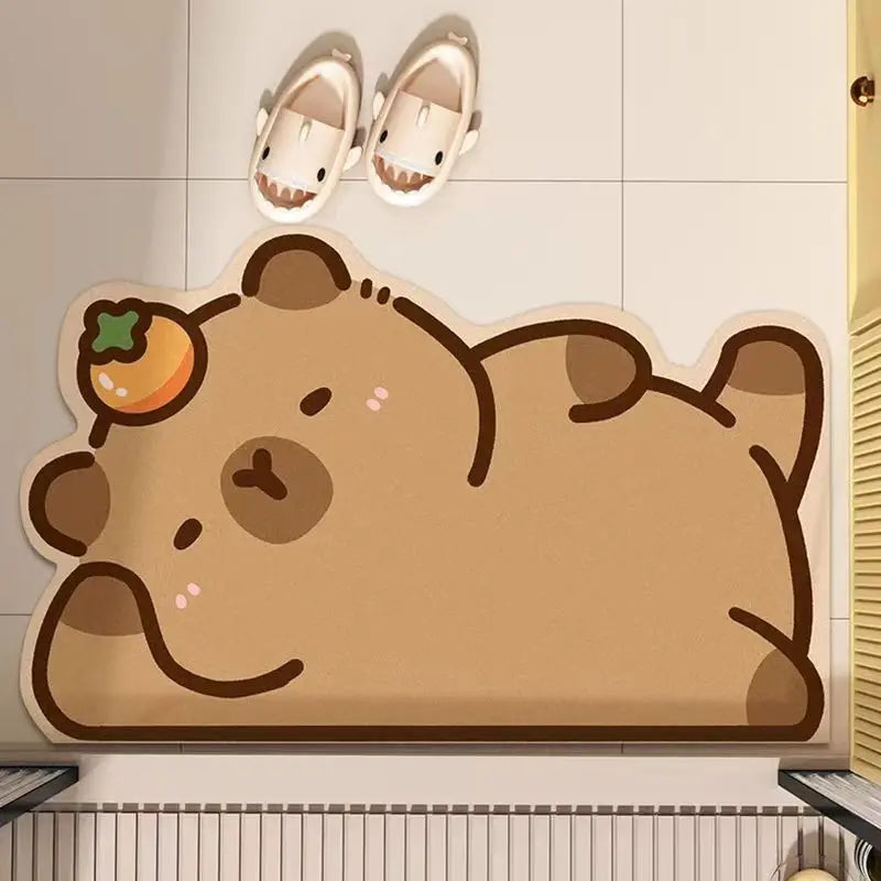 Bathroom absorbent non-slip foot pad cute cartoon household diatom mud floor mat quick drying entry toilet toilet anti-drop