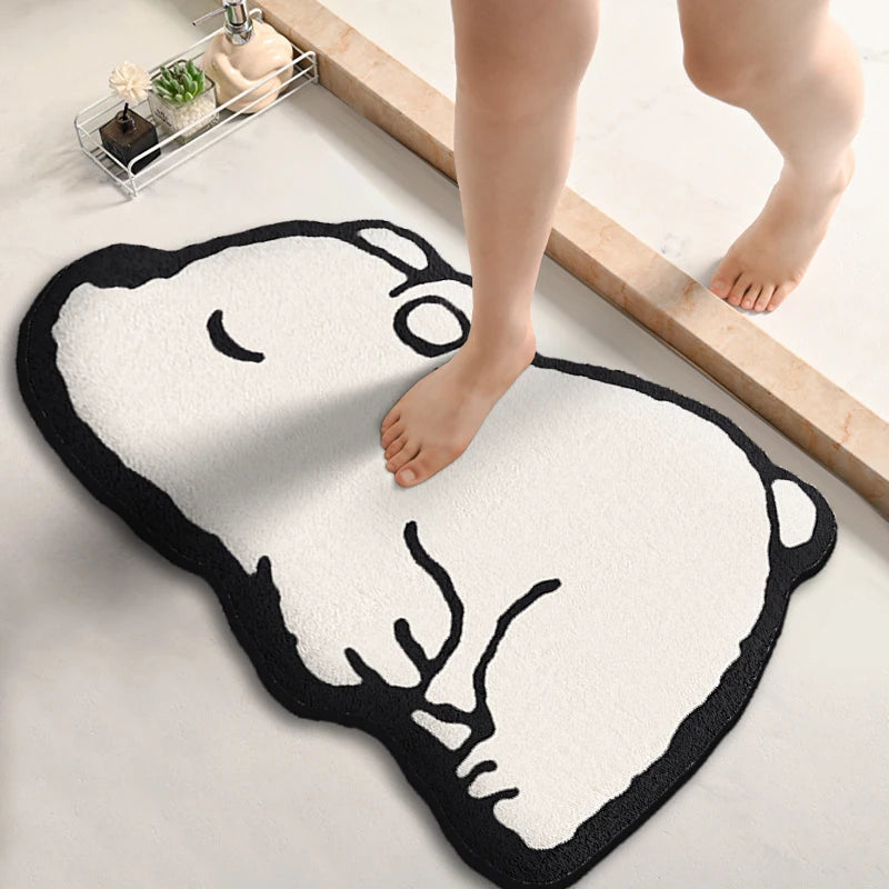 Thickened Special-Shaped Flannel Bathroom Absorbent Non-Slip Toilet Shower Floor Mat