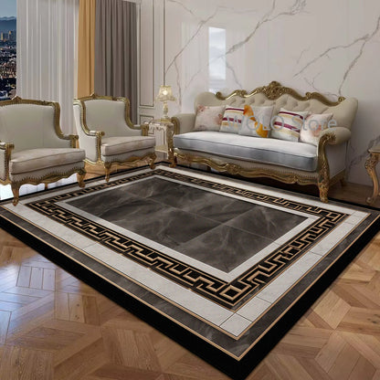 Black Gold Marble Luxury Area Rug