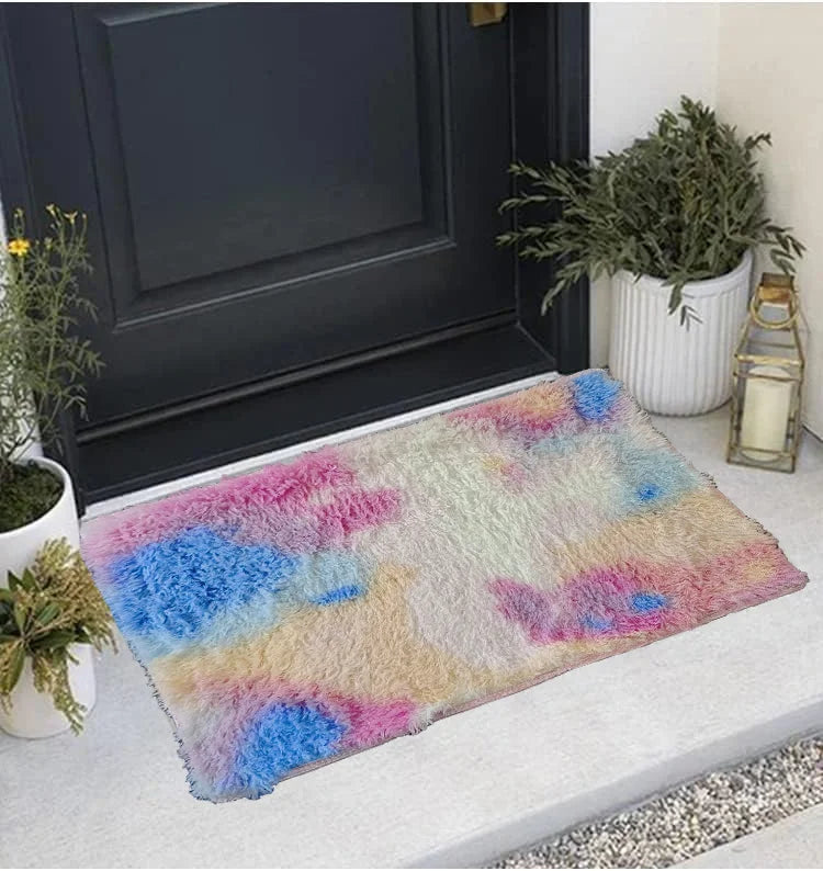 VIKAMA Silk Wool Rug 40×60 cm Soft Washable Bedside Living Room Nursery Mat Home Decor