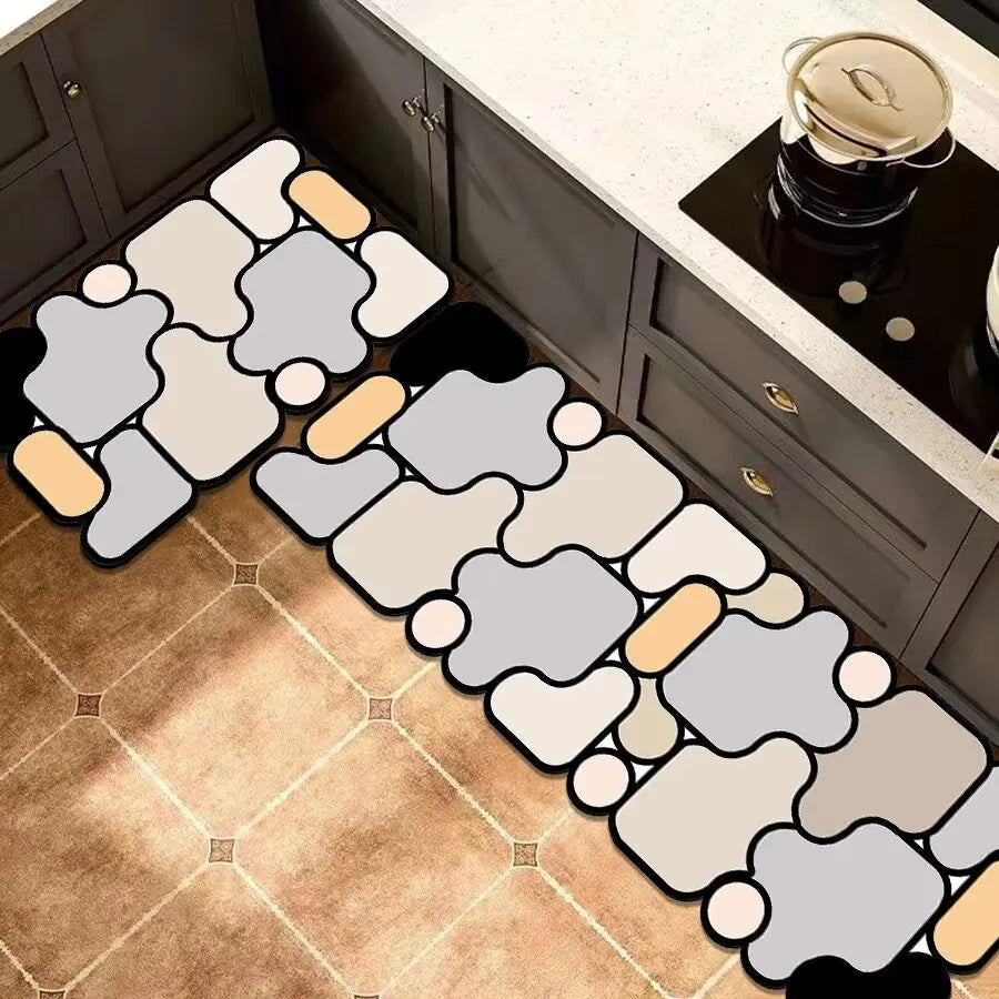 Cuttable non-slip absorbent kitchen mat