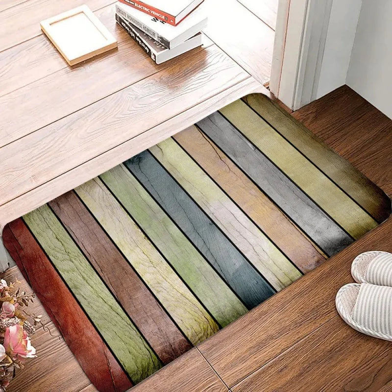 Wood Stripe Non-Slip Washable Welcome Doormat