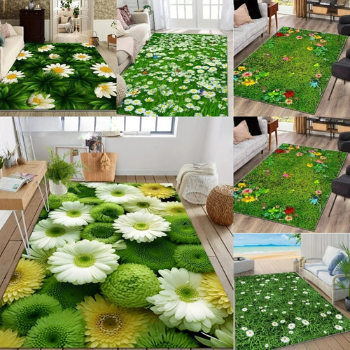 VIKAMA Daisy Floral Print Area Rug