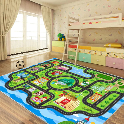 Kids city traffic interactive play rug