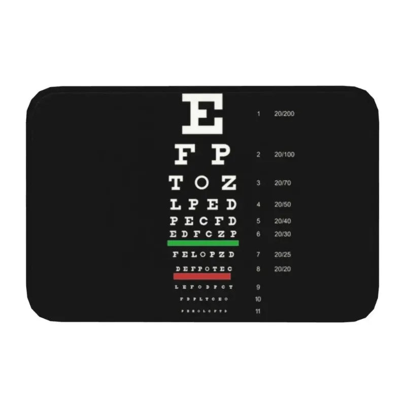 Snellen Eye Chart Doormat Optometrist Style Non-Slip Entrance Rug Kitchen Bathroom Garage Floor Mat