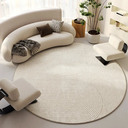 Beige Round Light Luxury Non-Slip Large Area Rug