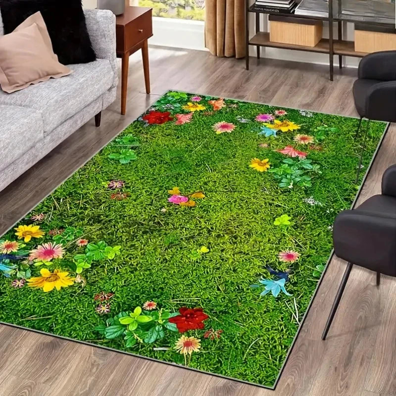 VIKAMA Daisy Floral Print Area Rug
