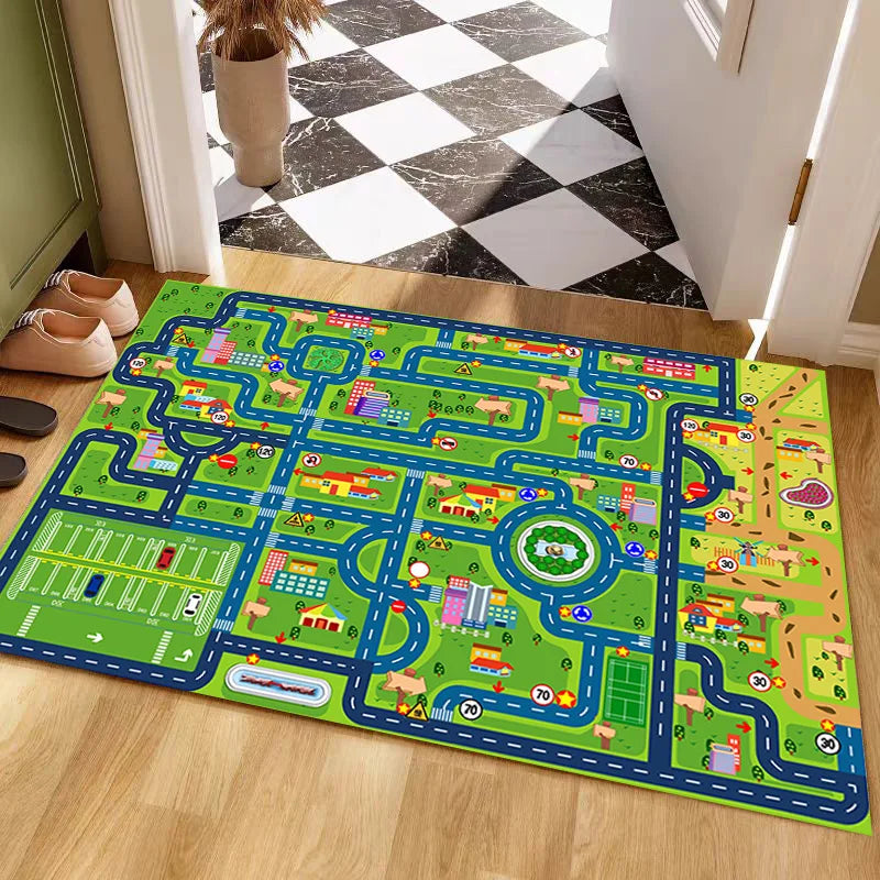 VIKAMA Kids Parking Lot Road Track Rug Boys Car Play Mat