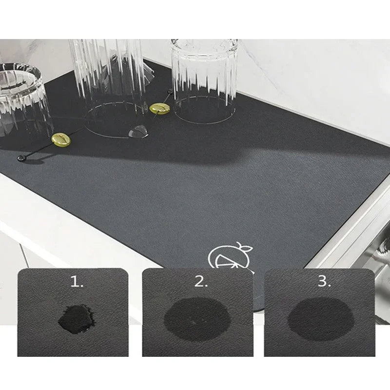 VIKAMA Diatomaceous Kitchen Drying Mat Absorbent Non-Slip Coffee Machine Table Rug Home Decor