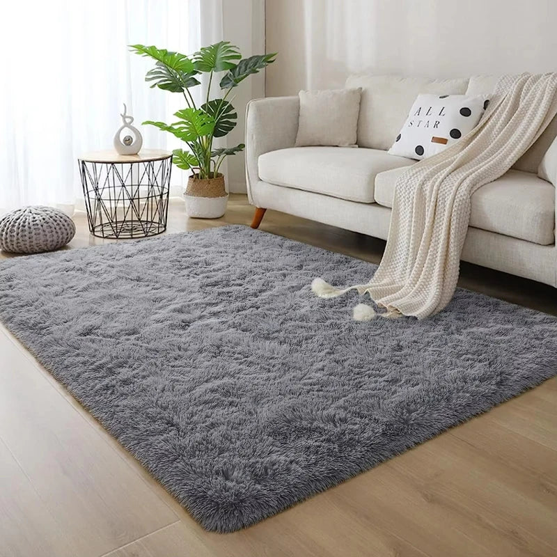 Large pink fluffy children’s area rug