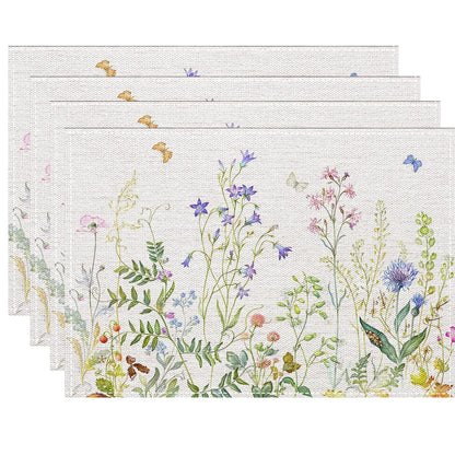 Floral Leaf Vintage Dining Table Placemats Set