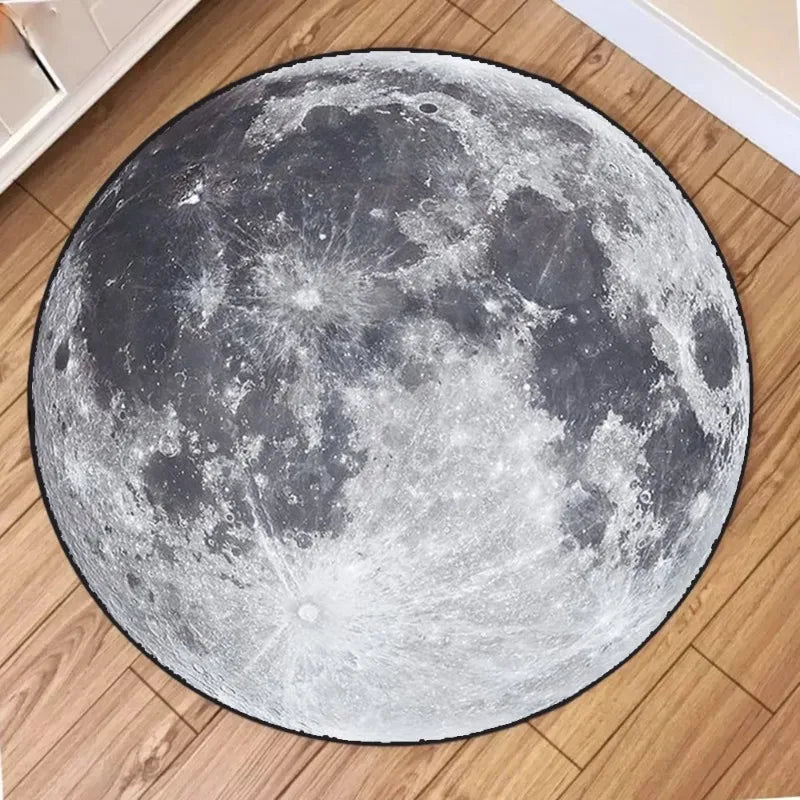 Moon print round non-slip area rug