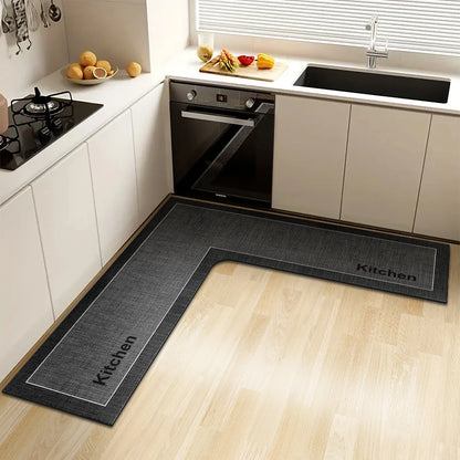 Simple L-Shaped Kitchen Non-Slip Floor Mat Diatom Mud Absorbent Bathroom Corner Door Foot Mat