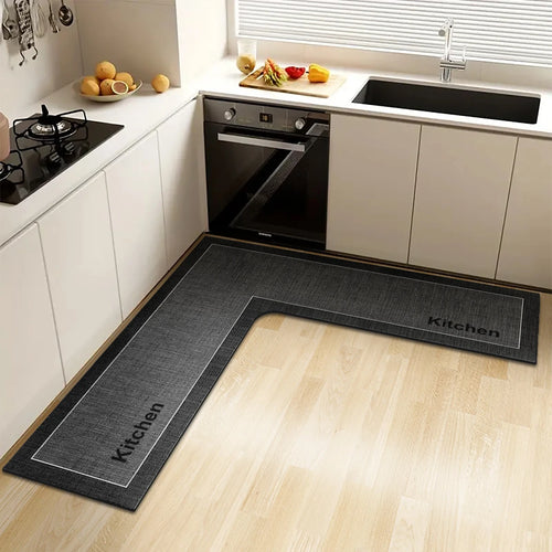 Simple L-Shaped Kitchen Non-Slip Floor Mat Diatom Mud Absorbent Bathroom Corner Door Foot Mat