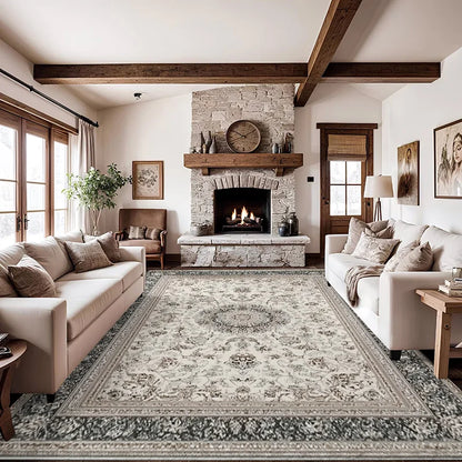 Retro washable anti-slip soft area rug