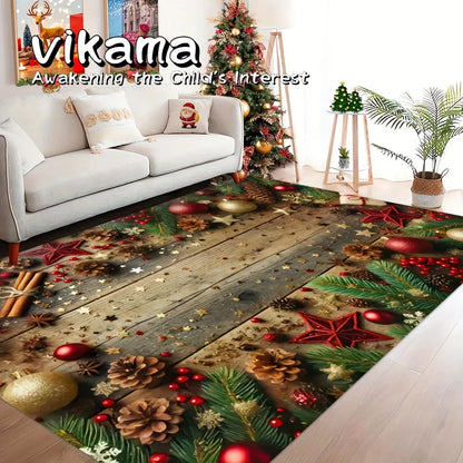 VIKAMA Christmas Rug Non-Slip Door Mat Living Room Garden Courtyard Decor