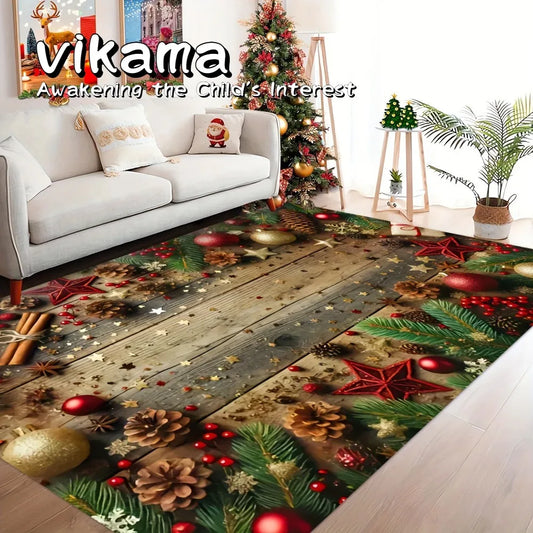VIKAMA Christmas Rug Non-Slip Door Mat Living Room Garden Courtyard Decor