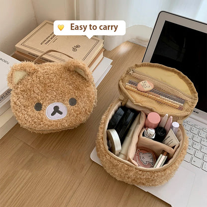 Relaxed Bear Plush Cosmetic Bag Jewelry Storage Pouch