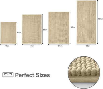 Olanly Chenille Bath Mat Super Soft Non-Slip Absorbent Bathroom Rug