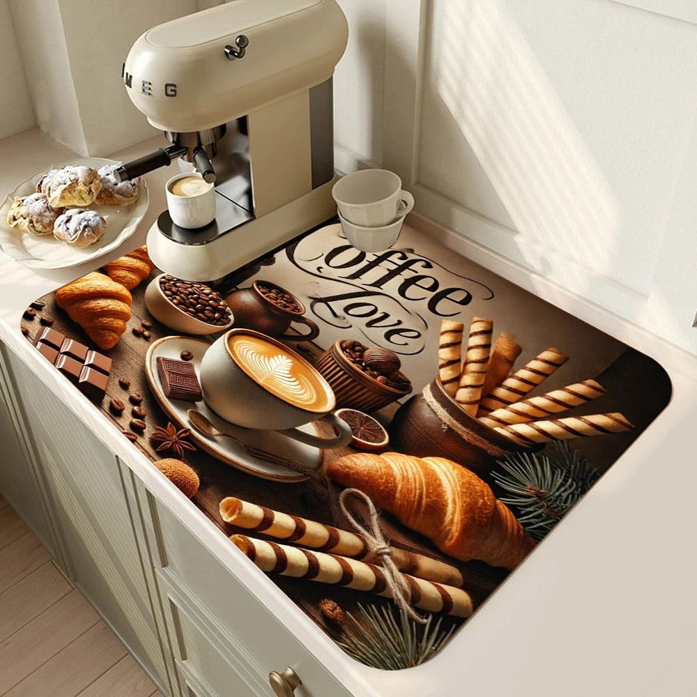 Super Absorbent Coffee Kitchen Drying Mat