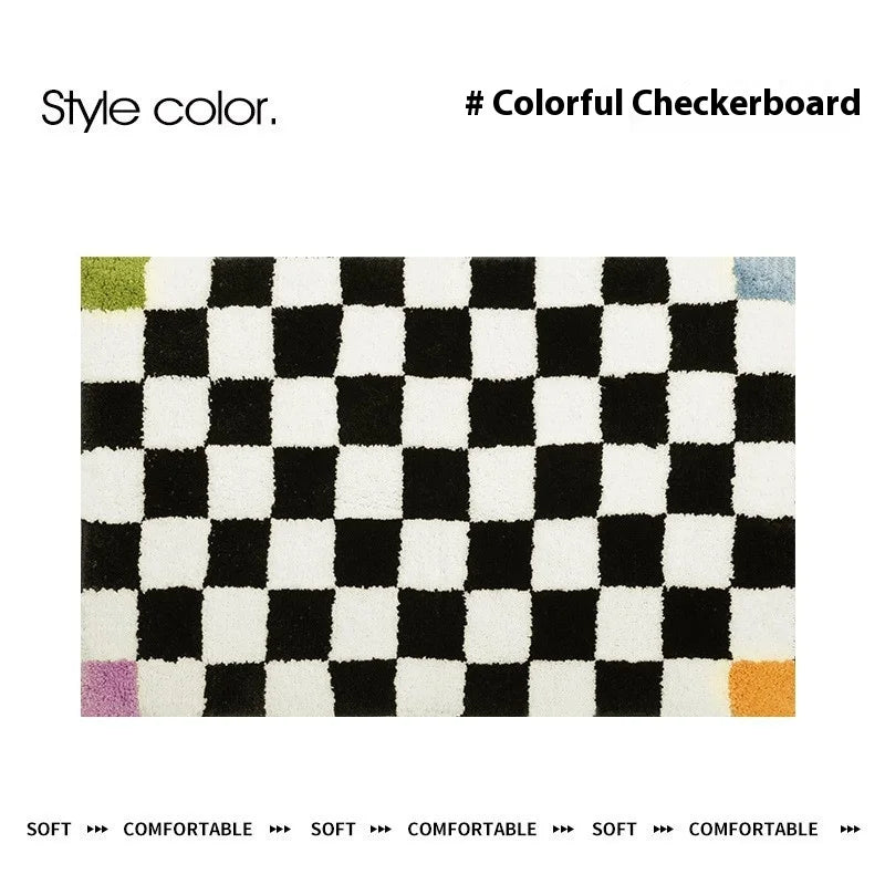 VIKAMA Checkerboard Cashmere-Feel Soft Area Rug