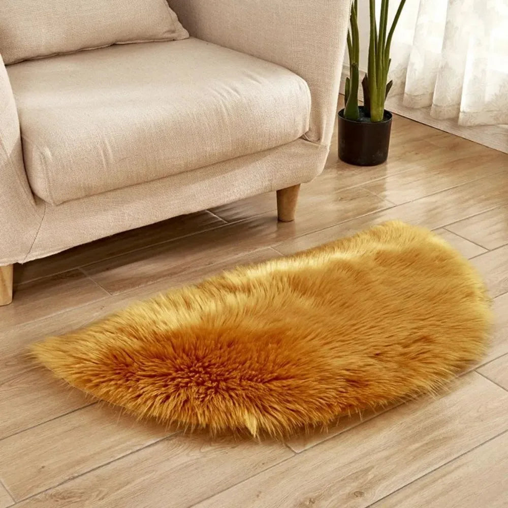 VIKAMA Plush Half-Circle Rug Non-Slip Soft Bedside Living Room Kids Room Decor