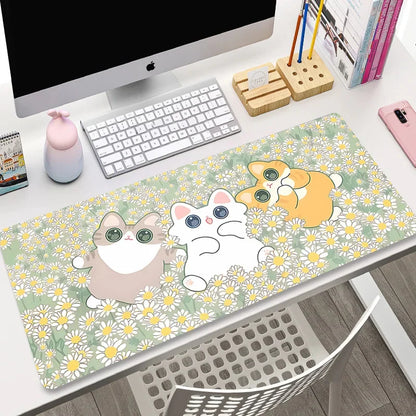 Cute Anime Cat Extended Gaming Desk Mat