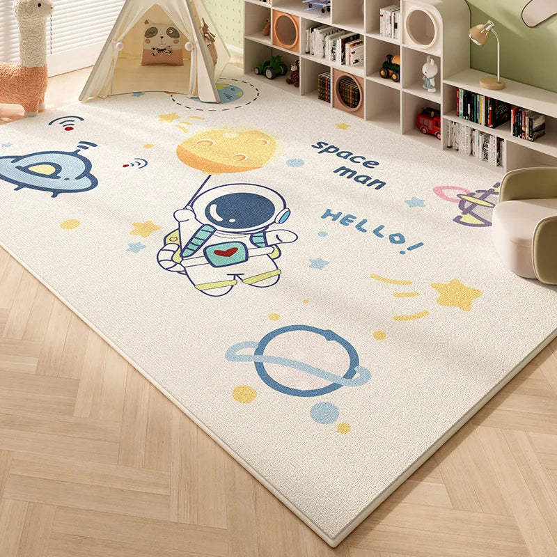 VIKAMA Crystal Pile Kids World Map Space Rug Non-Slip Washable Playmat
