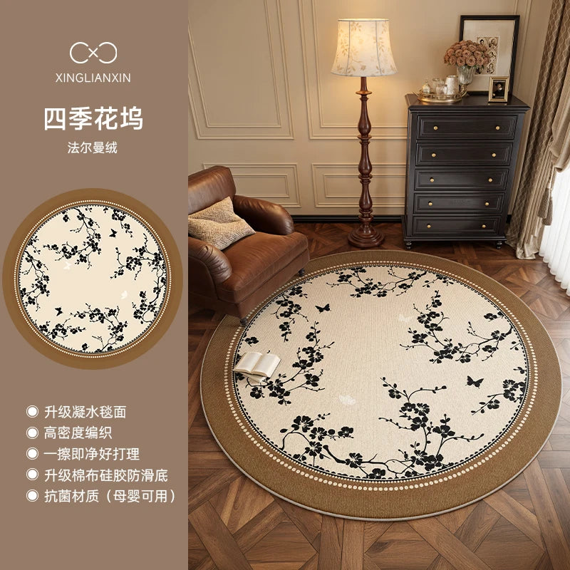 Medieval Style Round Light Luxury Washable Area Rug