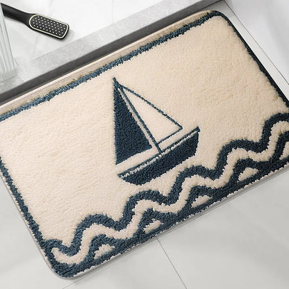 Cartoon Fish Bathroom Mat Non-Slip Absorbent Shower Room Carpet Machine Washable Floor Rug Home Decor