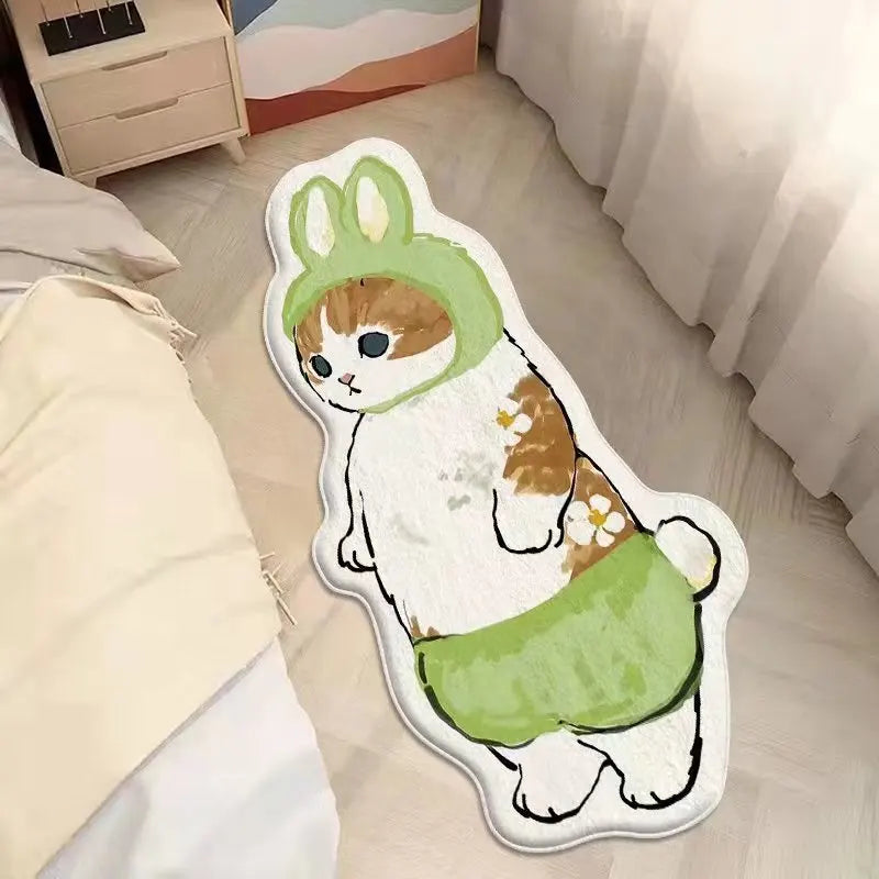 Faux Cashmere Cartoon Pet Rug Non-Slip Washable Bedroom Mat
