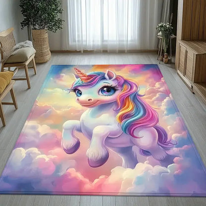 VIKAMA Rainbow Unicorn Kids Room Rug